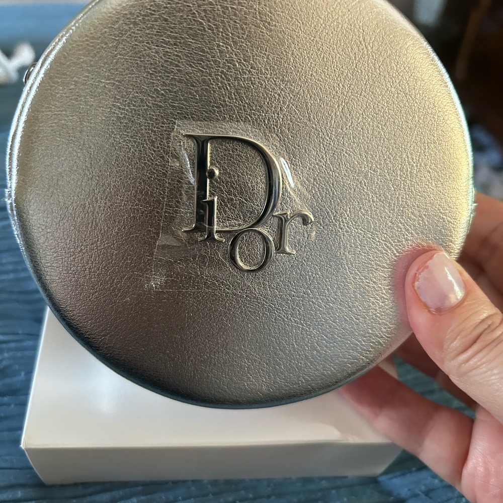 Dior Silver Round Small Pouch Vanity Authentic